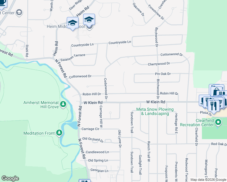 map of restaurants, bars, coffee shops, grocery stores, and more near 27 Bridgehampton Circle in Buffalo