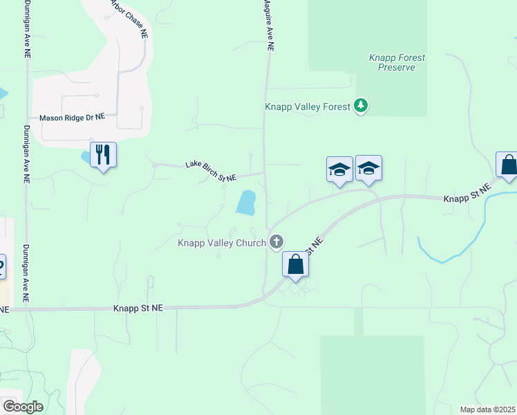 map of restaurants, bars, coffee shops, grocery stores, and more near 2219 Maguire Avenue Northeast in Grand Rapids