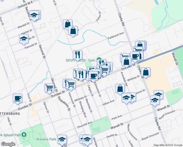 map of restaurants, bars, coffee shops, grocery stores, and more near 425 Kathleen Avenue in London