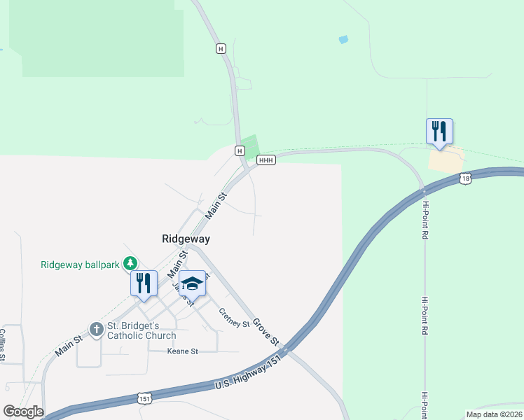 map of restaurants, bars, coffee shops, grocery stores, and more near in Ridgeway