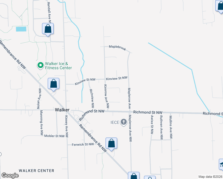 map of restaurants, bars, coffee shops, grocery stores, and more near 3732 Kinnrow Court in Walker