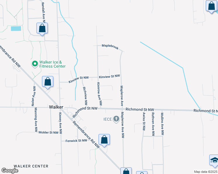 map of restaurants, bars, coffee shops, grocery stores, and more near 3704 Kinnrow Court in Walker