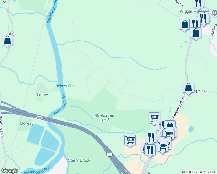 map of restaurants, bars, coffee shops, grocery stores, and more near 37 River Road in Stratham