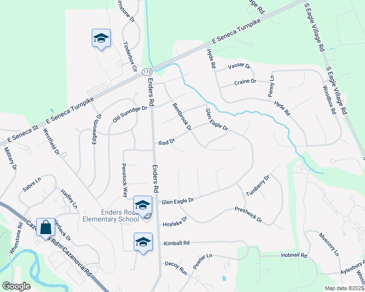 map of restaurants, bars, coffee shops, grocery stores, and more near 8266 Thimblerock Circle in Manlius