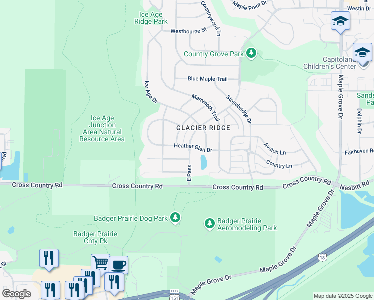 map of restaurants, bars, coffee shops, grocery stores, and more near 7206 Iris Bloom Drive in Madison