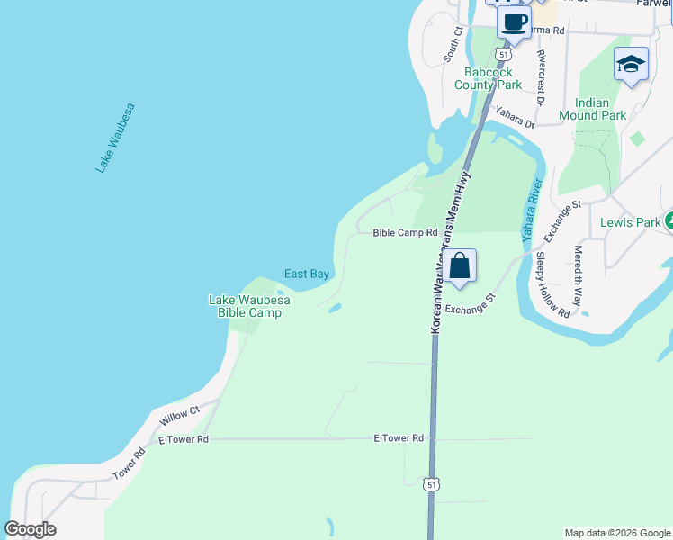 map of restaurants, bars, coffee shops, grocery stores, and more near 2877 Bible Camp Road in McFarland