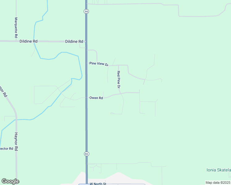 map of restaurants, bars, coffee shops, grocery stores, and more near 961 Red Pine Drive in Ionia