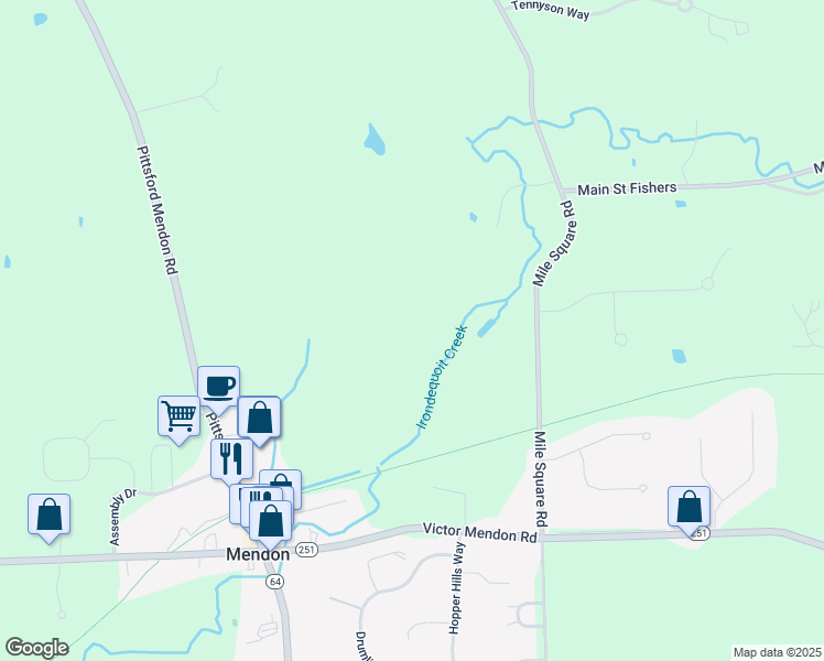 map of restaurants, bars, coffee shops, grocery stores, and more near in Mendon