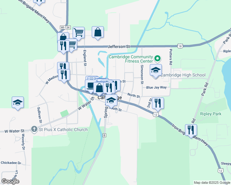 map of restaurants, bars, coffee shops, grocery stores, and more near in Cambridge