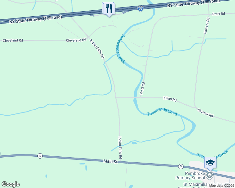 map of restaurants, bars, coffee shops, grocery stores, and more near 8470 Indian Falls Road in Corfu