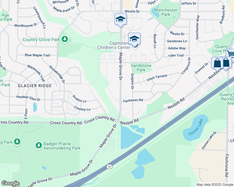 map of restaurants, bars, coffee shops, grocery stores, and more near 3879 Maple Grove Drive in Madison