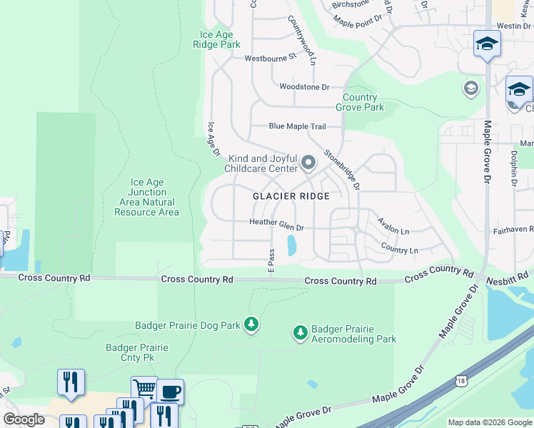 map of restaurants, bars, coffee shops, grocery stores, and more near 3645 Sabertooth Trail in Madison