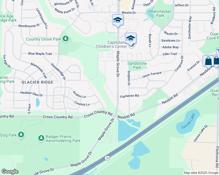 map of restaurants, bars, coffee shops, grocery stores, and more near 6746 Fairhaven Road in Madison