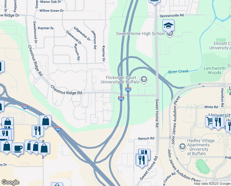 map of restaurants, bars, coffee shops, grocery stores, and more near 6 Keph Drive in Amherst