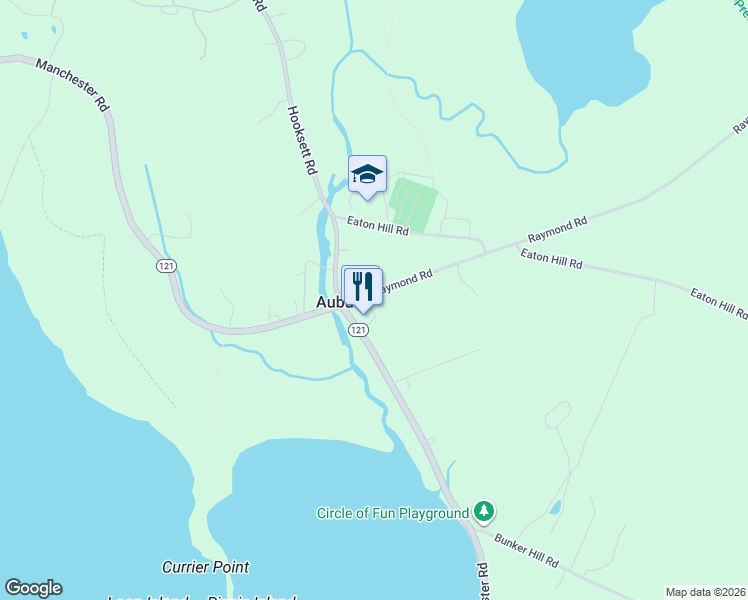 map of restaurants, bars, coffee shops, grocery stores, and more near 30 Raymond Road in Auburn