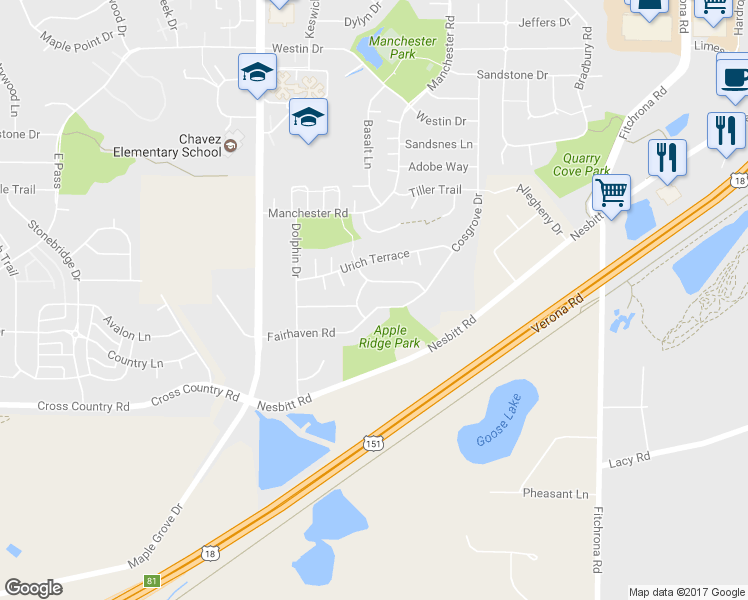 map of restaurants, bars, coffee shops, grocery stores, and more near 4034 Cosgrove Drive in Madison