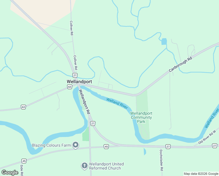 map of restaurants, bars, coffee shops, grocery stores, and more near 5117 Canborough Road in Wellandport