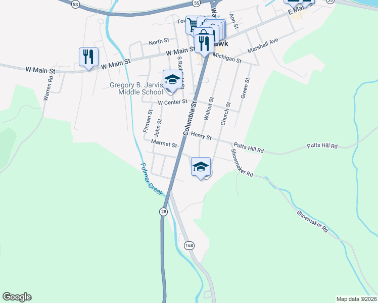 map of restaurants, bars, coffee shops, grocery stores, and more near 83 Columbia St in Mohawk