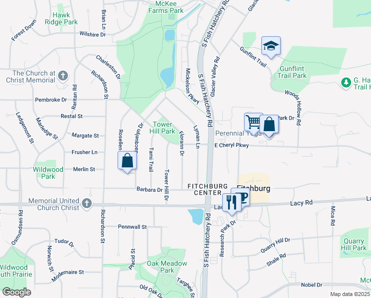 map of restaurants, bars, coffee shops, grocery stores, and more near 5589 Cheryl Dr in Fitchburg