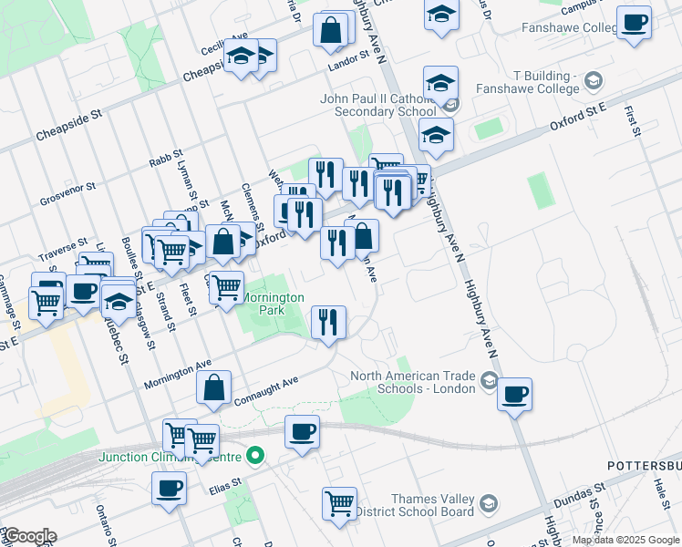 map of restaurants, bars, coffee shops, grocery stores, and more near 39 Empire Street in London