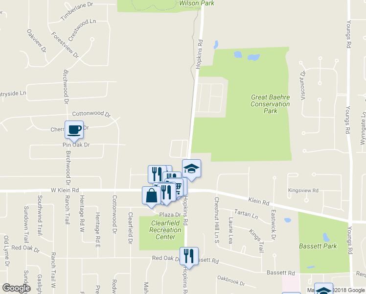 map of restaurants, bars, coffee shops, grocery stores, and more near 970 Hopkins Road in Buffalo