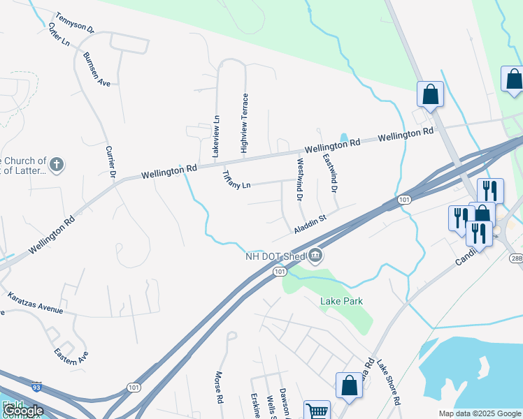 map of restaurants, bars, coffee shops, grocery stores, and more near 60 Independence Lane in Manchester