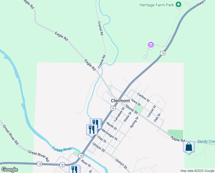 map of restaurants, bars, coffee shops, grocery stores, and more near 62 Stone Street in Clermont