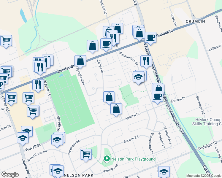 map of restaurants, bars, coffee shops, grocery stores, and more near 50 Hesler Crescent in London