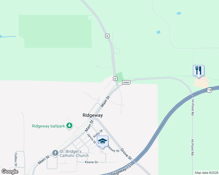 map of restaurants, bars, coffee shops, grocery stores, and more near 109 Dougherty Court in Ridgeway