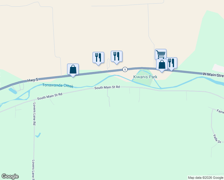 map of restaurants, bars, coffee shops, grocery stores, and more near 3732 South Main Street Road in Batavia
