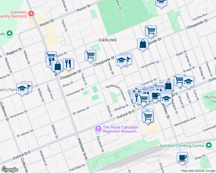 map of restaurants, bars, coffee shops, grocery stores, and more near 59 Apeldoorn Crescent in London