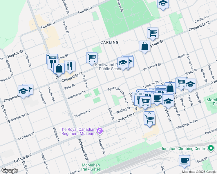 map of restaurants, bars, coffee shops, grocery stores, and more near 59 Apeldoorn Crescent in London