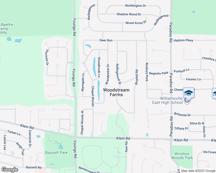 map of restaurants, bars, coffee shops, grocery stores, and more near 71 Brandywine Drive in Buffalo
