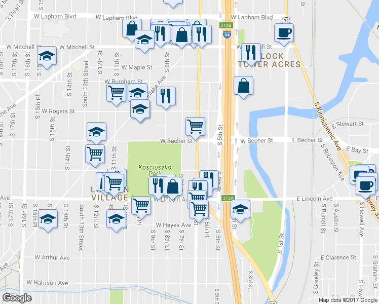 map of restaurants, bars, coffee shops, grocery stores, and more near 2130 South 7th Street in Milwaukee