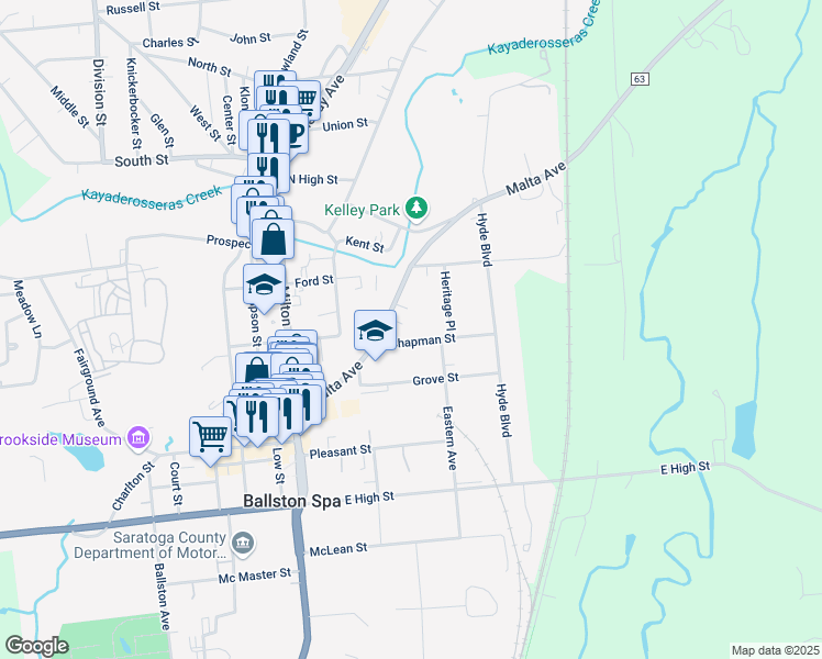 map of restaurants, bars, coffee shops, grocery stores, and more near 216 Malta Avenue in Ballston Spa