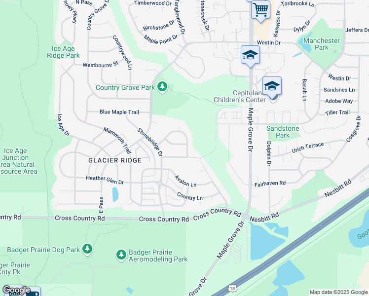 map of restaurants, bars, coffee shops, grocery stores, and more near 7006 Wildberry Drive in Madison