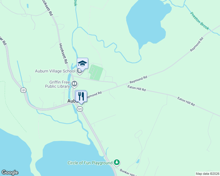 map of restaurants, bars, coffee shops, grocery stores, and more near 95 Raymond Road in Auburn