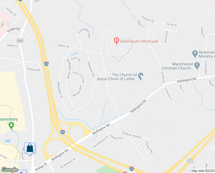 map of restaurants, bars, coffee shops, grocery stores, and more near 150 Edward J Roy Drive in Manchester