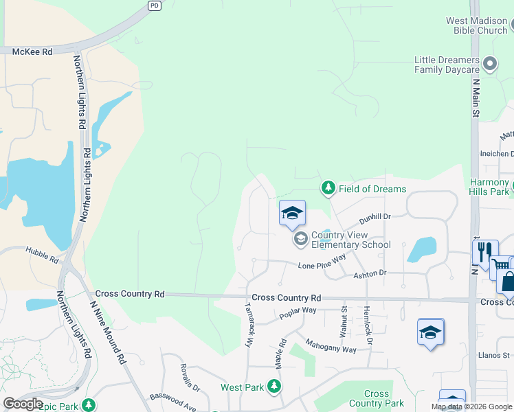 map of restaurants, bars, coffee shops, grocery stores, and more near 1240 Tamarack Way in Verona