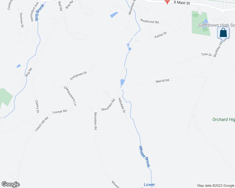 map of restaurants, bars, coffee shops, grocery stores, and more near 47 Mountain Rd in Goffstown