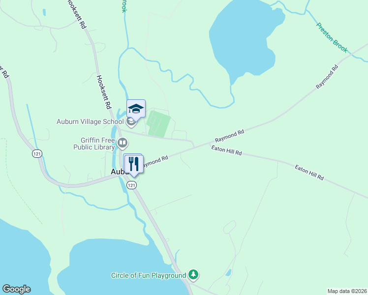 map of restaurants, bars, coffee shops, grocery stores, and more near 95 Raymond Road in Auburn