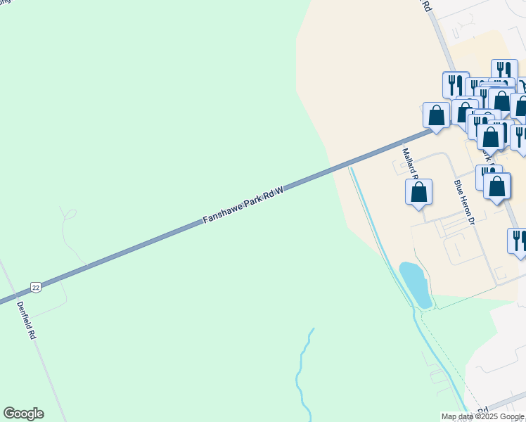 map of restaurants, bars, coffee shops, grocery stores, and more near 1820 Fanshawe Park Road West in London