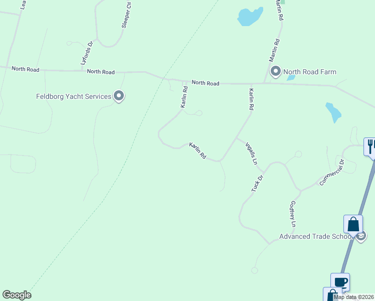 map of restaurants, bars, coffee shops, grocery stores, and more near 106 Karlin Road in Fremont