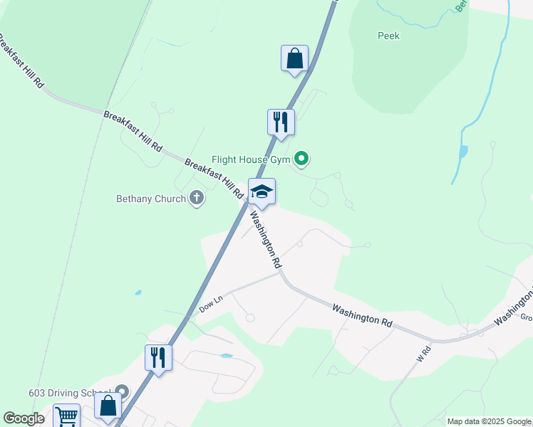 map of restaurants, bars, coffee shops, grocery stores, and more near 1247 Washington Road in Rye