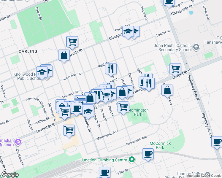 map of restaurants, bars, coffee shops, grocery stores, and more near 24 Appel Street in London