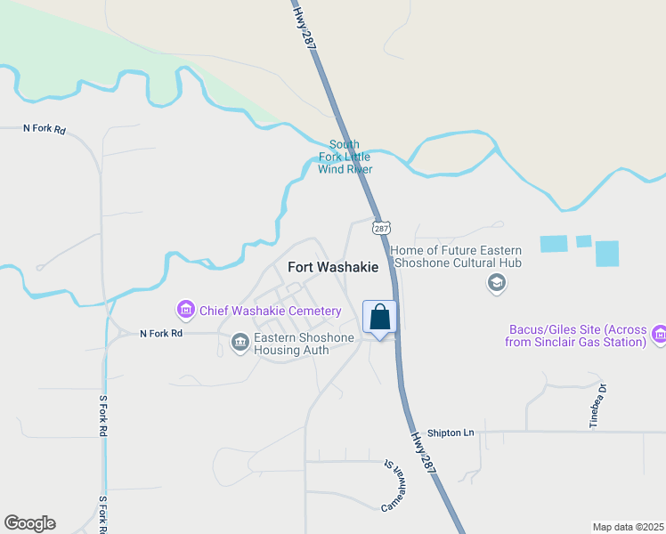 map of restaurants, bars, coffee shops, grocery stores, and more near in Fort Washakie