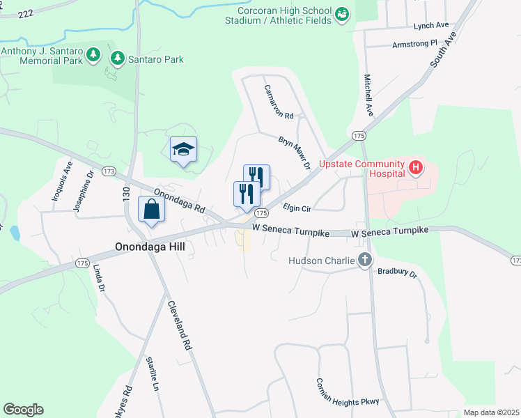 map of restaurants, bars, coffee shops, grocery stores, and more near 4911 Grolier Road in Syracuse