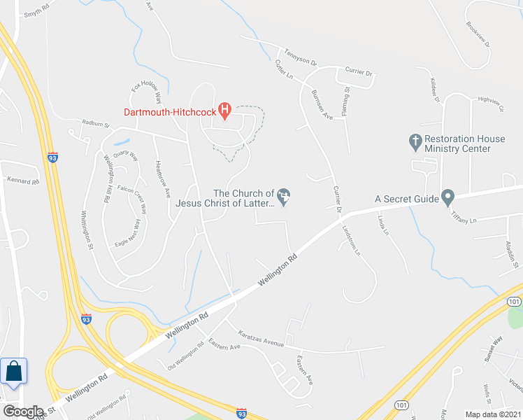 map of restaurants, bars, coffee shops, grocery stores, and more near 33 Trebor Drive in Manchester