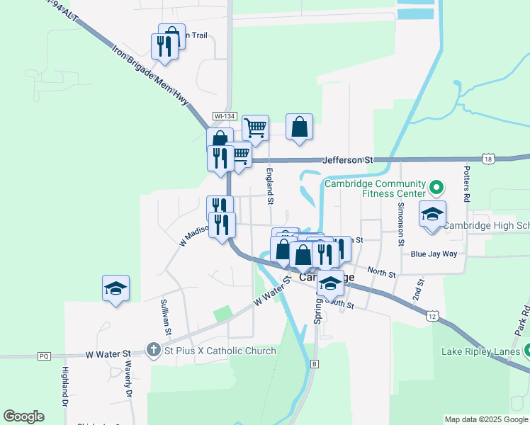 map of restaurants, bars, coffee shops, grocery stores, and more near 311 England St in Cambridge