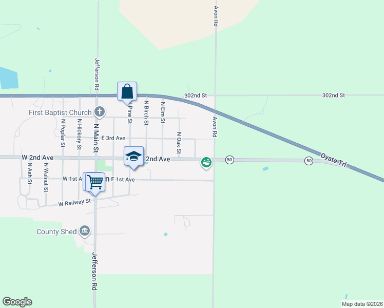 map of restaurants, bars, coffee shops, grocery stores, and more near 315 North Harris Street in Avon